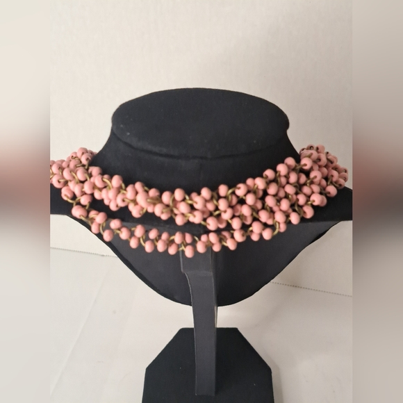 Unique Pink and Metal Necklace Bead Jewelry. - Picture 4 of 5